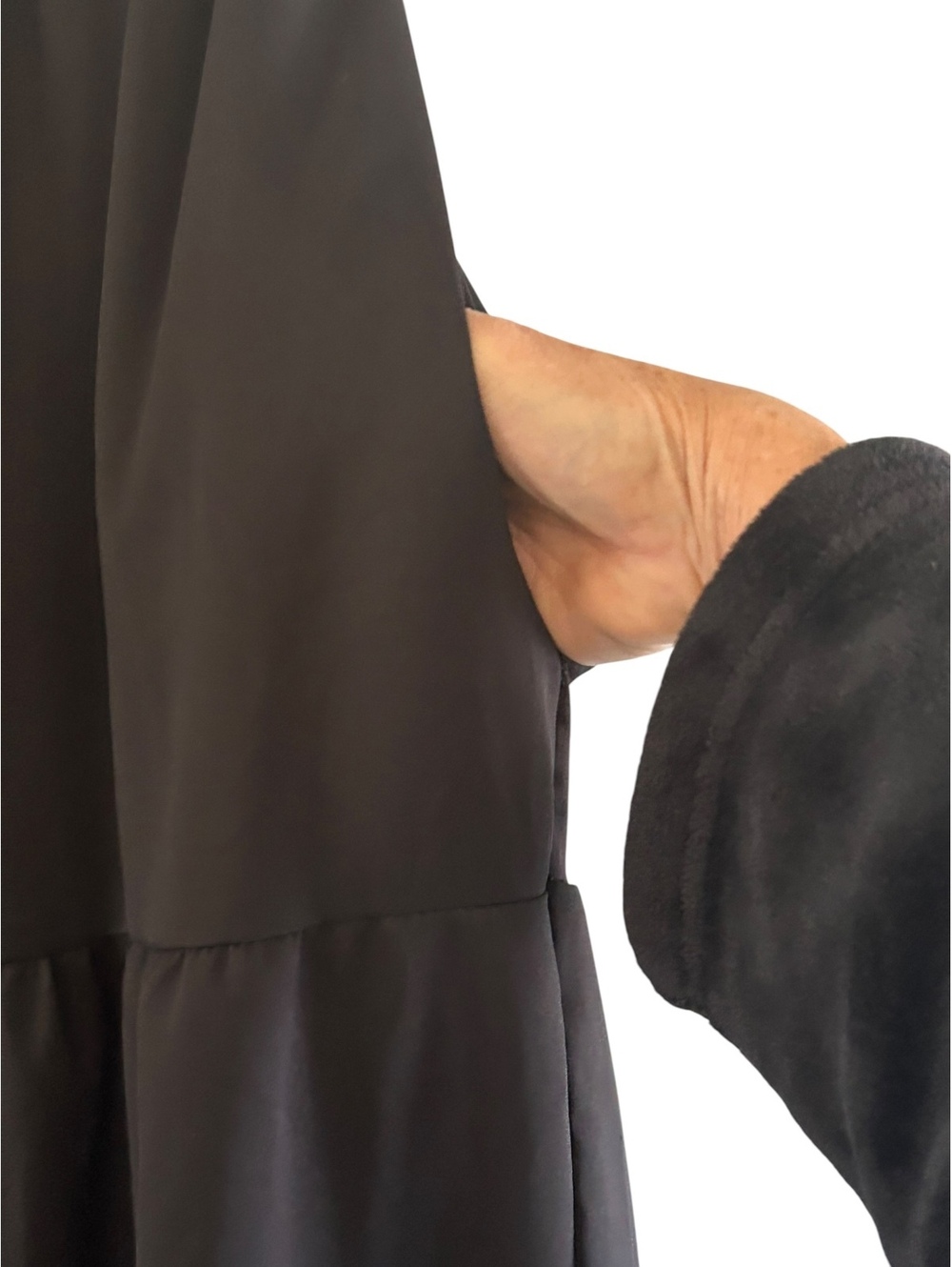 Black Tiered Maxi Skirt Lined Elastic Waist Pockets Women's Small - Picture 5 of 10